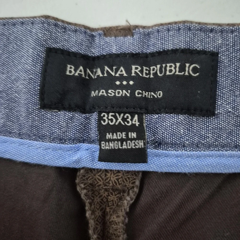 Banana Republic Mason  Chino Print Pants Mens 35x34  Brown Straight Leg‎ NEW